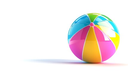 A colorful beach ball resting on a light background, perfect for summer fun and leisure activities.
