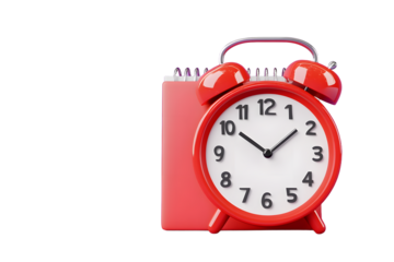 3d Red Calendar with clock icon on isolated purple background. Reminder notification or Time management concept. Website Ui design icon. Minimal 3d cartoon red calendar time zone icon. 3d render.