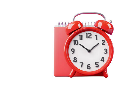 3d Red Calendar with clock icon on isolated purple background. Reminder notification or Time management concept. Website Ui design icon. Minimal 3d cartoon red calendar time zone icon. 3d render.