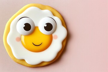 Funny egg-shaped cookie smiling on pink background for National Egg Day