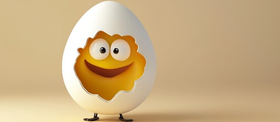 Funny egg character coming out of eggshell is celebrating National Egg Day