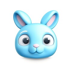 Obraz premium Adorable 3D Cartoon Blue Bunny Emoji – Cute Rabbit Face with Playful Expression