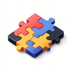 Fototapeta premium Isometric Puzzle Piece Icon Isolated on Background in Flat Design Style for Creative Projects