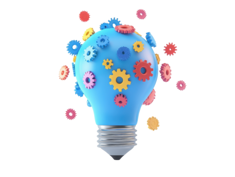 Isolated Light Bulb with Gears