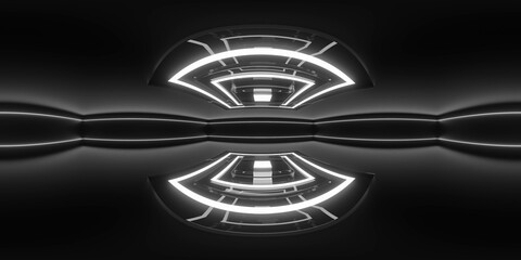 Futuristic Abstract Interior with Neon Lights 360 panorama vr image