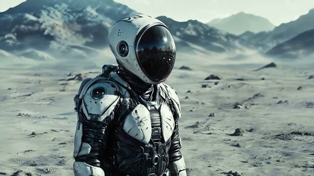 An Astronaut is Engaged in Exploring a Stunning Alien Planetary Landscape in a Remote Cosmic Environment