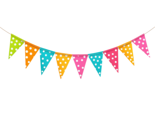 Isolated Festive Polka Dot Bunting Banner