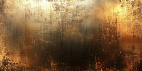 Warm bronze reflections and brushed steel texture create an abstract industrial background with soft metallic glow and subtle aging details