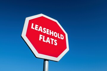 Stop sign requesting ceasing leaseholding flats in UK