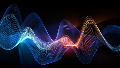 Fototapeta premium abstract image of sound waves moving in the dark sound waves dark abstract audio frequency waveforms volume