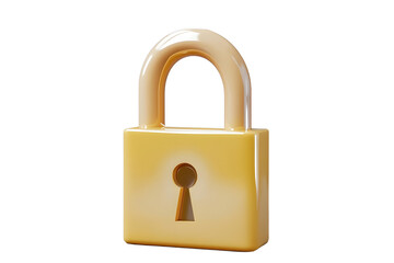 Naklejka premium 3d Yellow Padlock icon. Data protection, private access, password security access, privacy protection. Security concept. Minimal Cartoon Unlocked Padlock isolated on transparent background. 3d render.