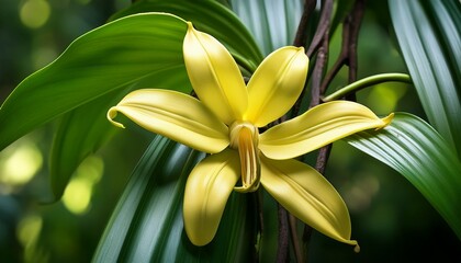 Obraz premium true vanilla plant vanilla planifolia in seychelles