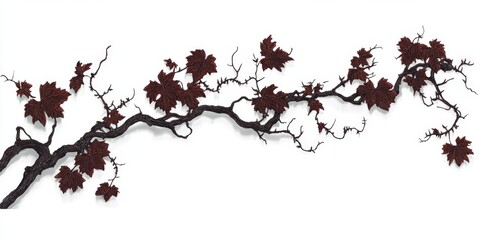Dark Branches with Crimson Leaves