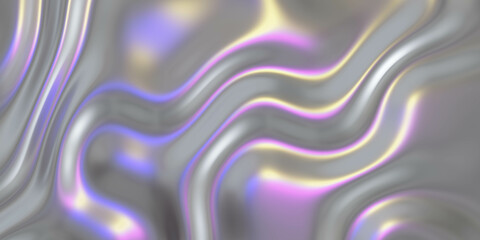 Iridescent Wavy Abstract Background 3d render