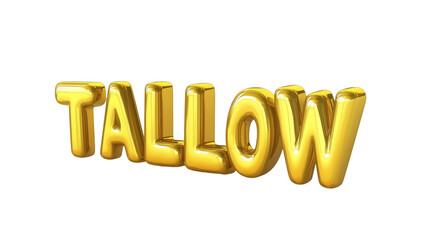 3d gold sign with the word tallow, isolated, transparent, png, background, cutout