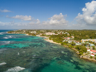 Aerial view of the south coast near Saint-Francois, Grande-Terre, Guadeloupe, Lesser Antilles, Caribbean.