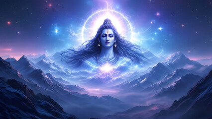 Face of Lord Shiva and Mount Kailash