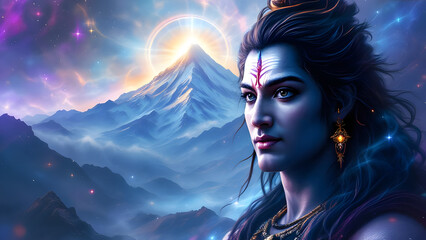 Face of Lord Shiva and Mount Kailash