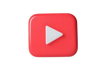 3d Realistic Playing videos button icon isolated on white background. Minimal red videos player icon. Playing video player entertainment concept, streaming videos concept. 3d render.