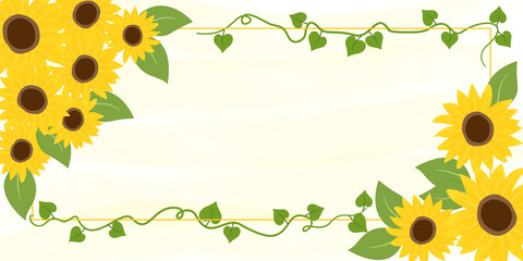 Simple Sunflowers Background, Summer Wallpaper, Frame © arthierry