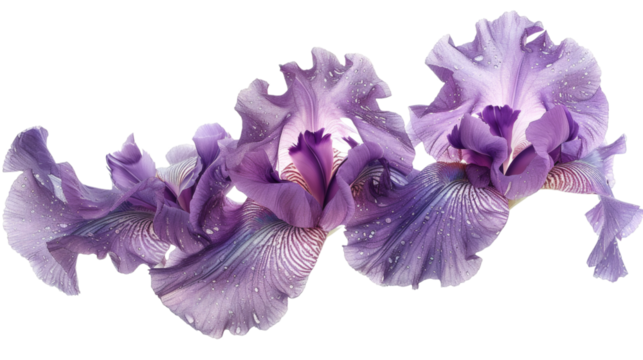 Purple iris flower with delicate details isolated on a white background