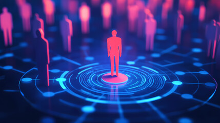 Target audience, customer segment analysis, marketing and advertising. 3d target attracting audience. Networked Growth. Illustration