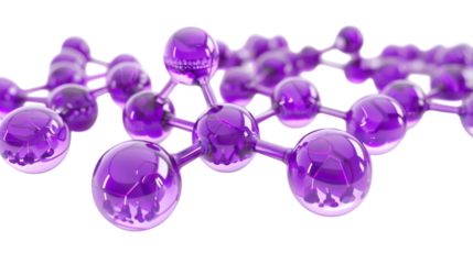 Purple molecule structure 3D render icon isolated on white background