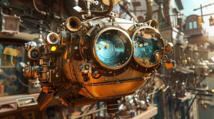 Fototapeta premium Steampunk-Inspired Mechanical Device Overview