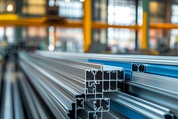 Stacked metal profiles in a factory