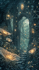Obraz premium The Enchanted Bloomway. Generative AI 