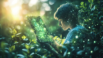 Analyzing social media growth tactics with realistic photography business insights digital environment creative perspective. Networked Growth. Illustration