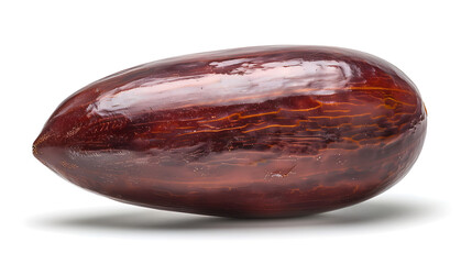 Fototapeta premium Single Dark Red-Brown Palm Kernel Isolated on White