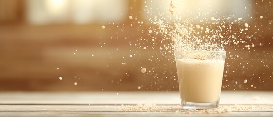 High Speed Capture of Plant-Based Milk Being Poured into Glass