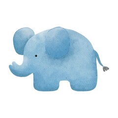 A blue toy elephant on a white background