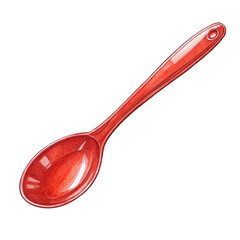 red plastic spoon