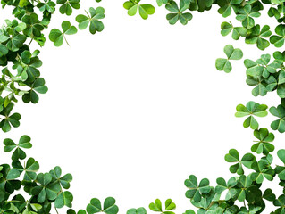 Fototapeta premium Frame of Green Clover Leaves on Transparent Background, PNG