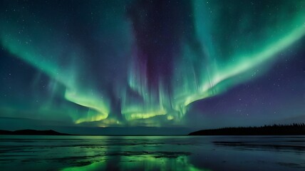 Naklejka premium aurora borealis over the sea