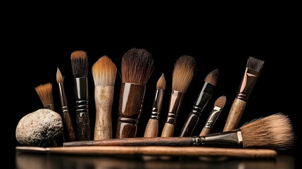 Setting up a painting brush on a transparent background using paintbrushes and brush tools