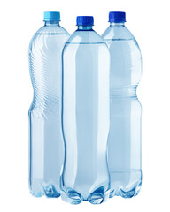 Naklejka premium Water Bottle, plastic container, isolated on white background, full depth of field