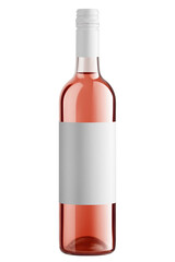 Pink Wine Bottle isolated on white background, full depth of field