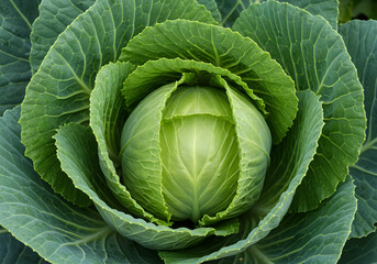 Fototapeta premium Cabbage, Fresh Green Cabbage Head, Healthy Vegetable