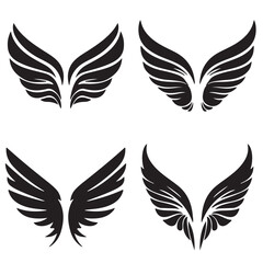 Wings Collection – Stylish Black and White Vector Silhouettes

