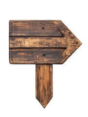 Rustic Wooden Signpost With Two Planks and an Arrow Pointing Right on a Transparent Background, PNG