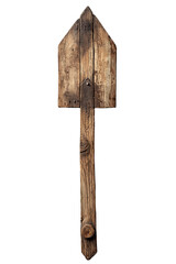 Rustic Wooden Shovel With Weathered Texture On Transparent Background, PNG