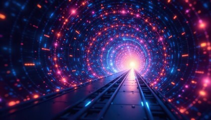 Obraz premium Hyperspace tunnel, stars streaking, cosmic zoom , abstract, infinite, deep space