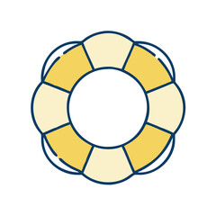 Naklejka premium Life preserver ring icon in yellow and blue