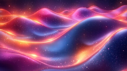 Cosmic Waves: A Symphony of Pink, Blue, and Orange Nebulae