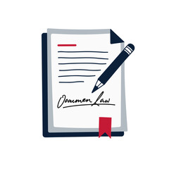 Legal document with pen for contract signing