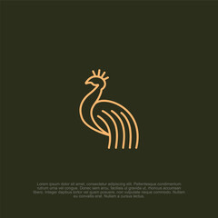 Fototapeta premium Simple minimalist line art modern luxury peacock logo with an elegant and premium feel, perfect for jewelry brands, fashion labels, and high-end businesses