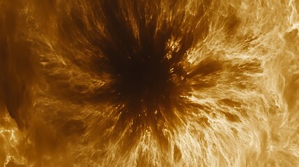 A radiating abstract image showcasing fiery textures and dark center